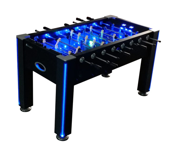 Azure LED Light up Foosball Table with Interactive Inrail LED Lighting and Cascading Effects Paired with in Game Music