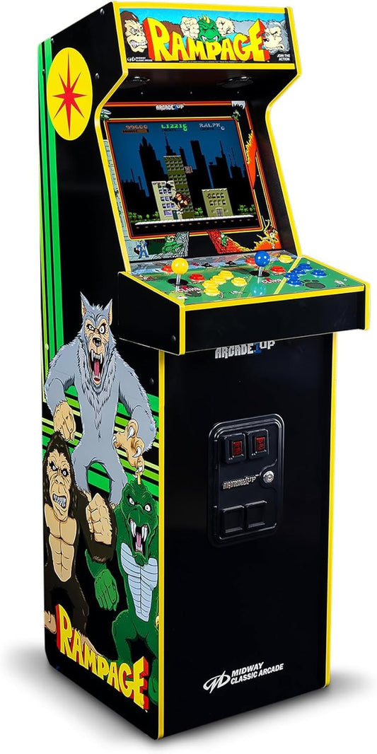 Arcade1Up Rampage Joust Deluxe Full Size Arcade Machine, 14 Midway Games
