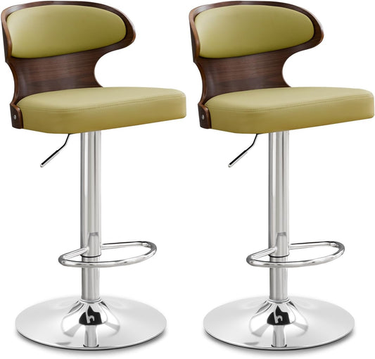 Bar Stools Set of 2, Swivel Barstools with Back & Footrest