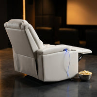 35.3" Wide Modern Faux Leather Power Home Theater Individual Seat with USB & Dual Cup Holders&Arm Storage — Studio Shot