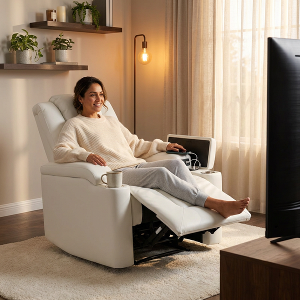 Home Theater Recliner Built for Movie Night Comfort, USB Charging, Dual Cup Holders, Arm Storage