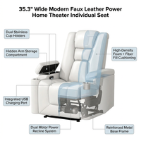 35.3" Wide Modern Faux Leather Power Home Theater Individual Seat with USB & Dual Cup Holders&Arm Storage — How It Works