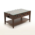 Foosball Coffee Table Designed for Game Room Living, Glass Top, Wood Veneer, Accessories Included