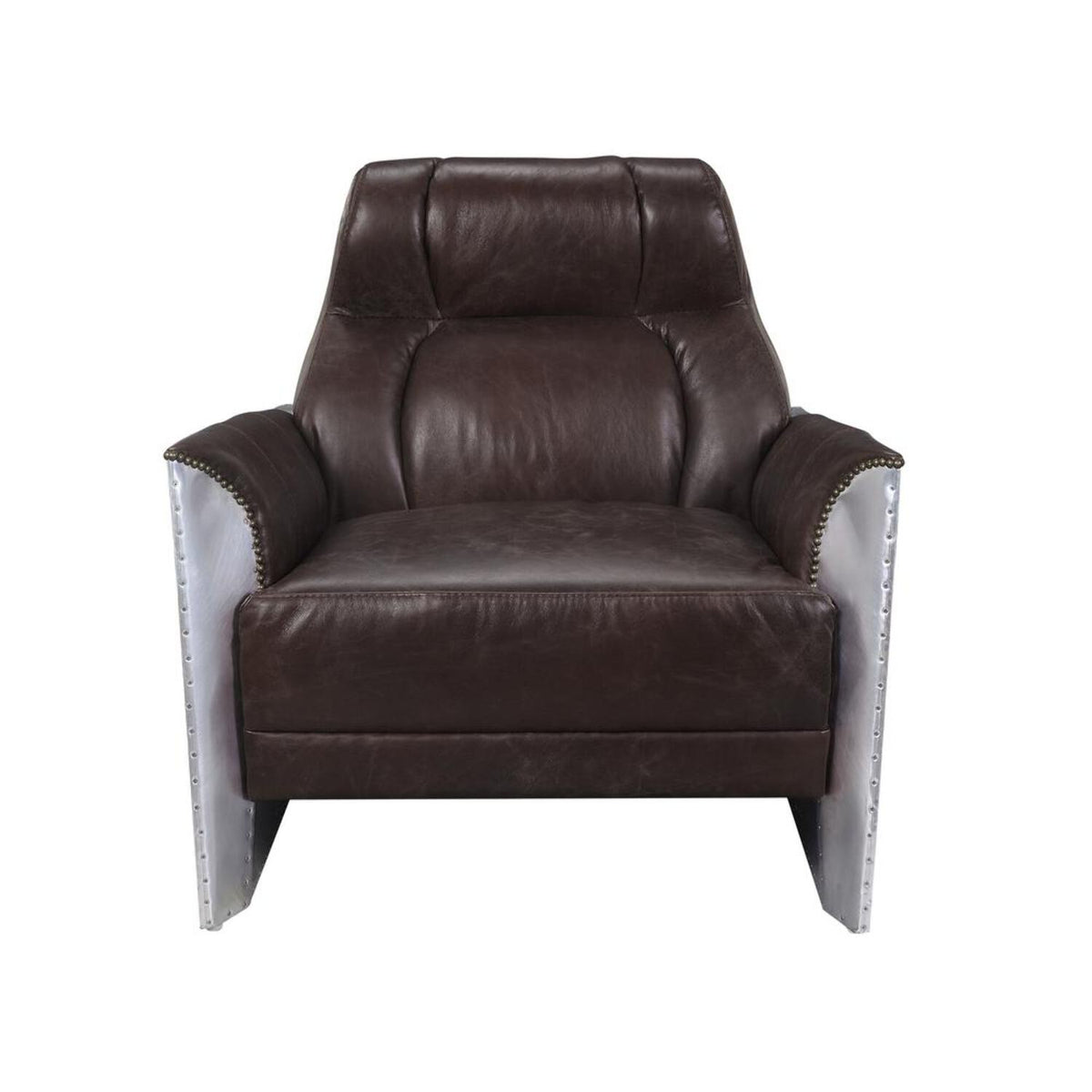 ACME Brancaster Accent Chair in Espresso and Aluminum