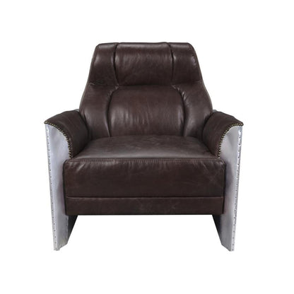 ACME Brancaster Accent Chair in Espresso and Aluminum