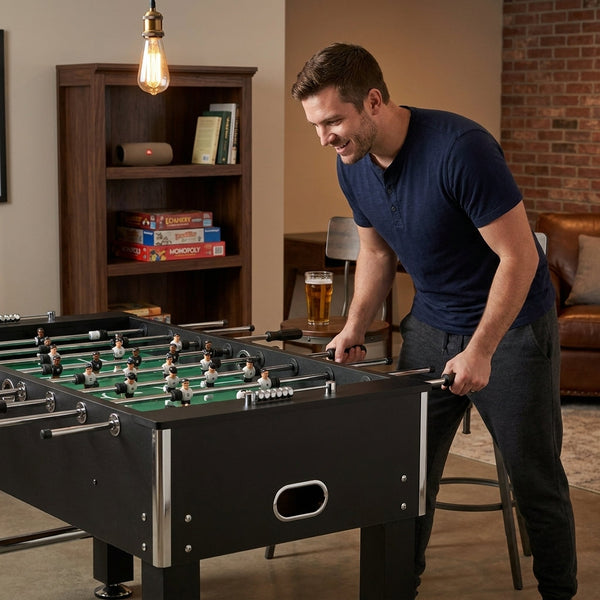 Foosball Table Built for Family Game Nights, Stainless Steel Rods, MDF Cabinet, Cross Support Frame