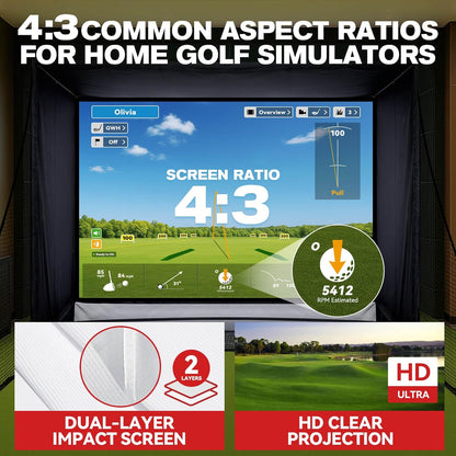 Golf Simulator Enclosure & Golf Net with Dual-Layer HD Screen
