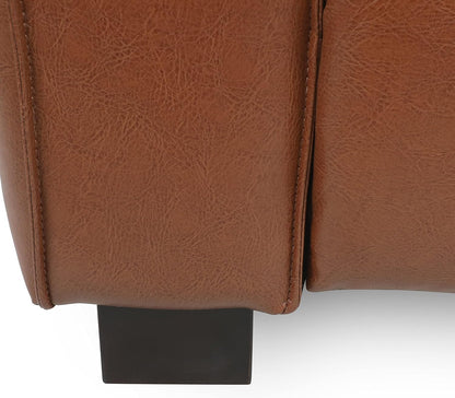 Goyette Club Chair - Faux Leather - Cognac Brown/Dark Walnut