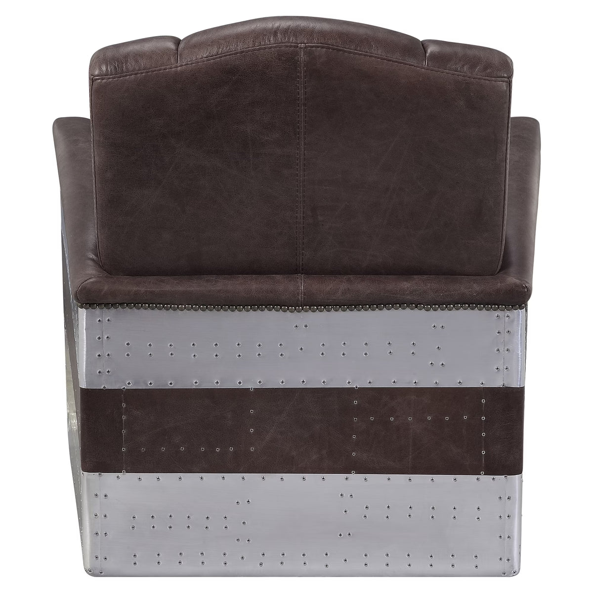 ACME Brancaster Tufted Accent Chair in Retro Brown and Aluminum