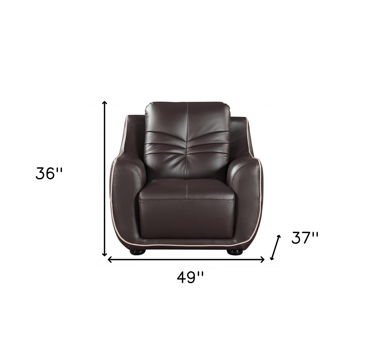 49" Brown Tufted Leather Match and Wood Club Chair
