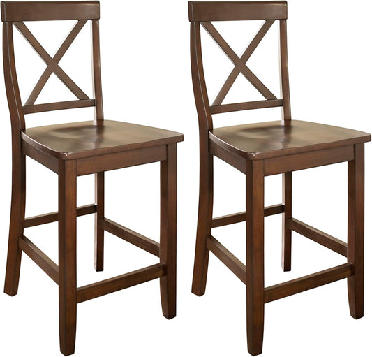 X-Back Wood Counter Stools, Set of 2, 24"