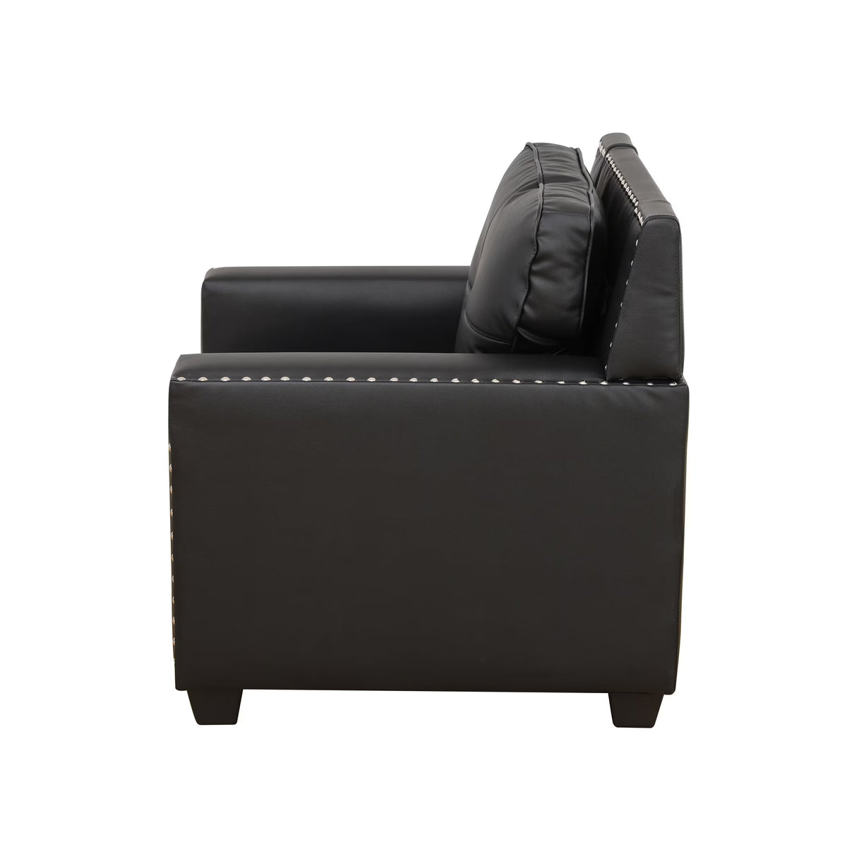 Leather Upholstered Armchair Accent Chair with Nailhead Trim,Black