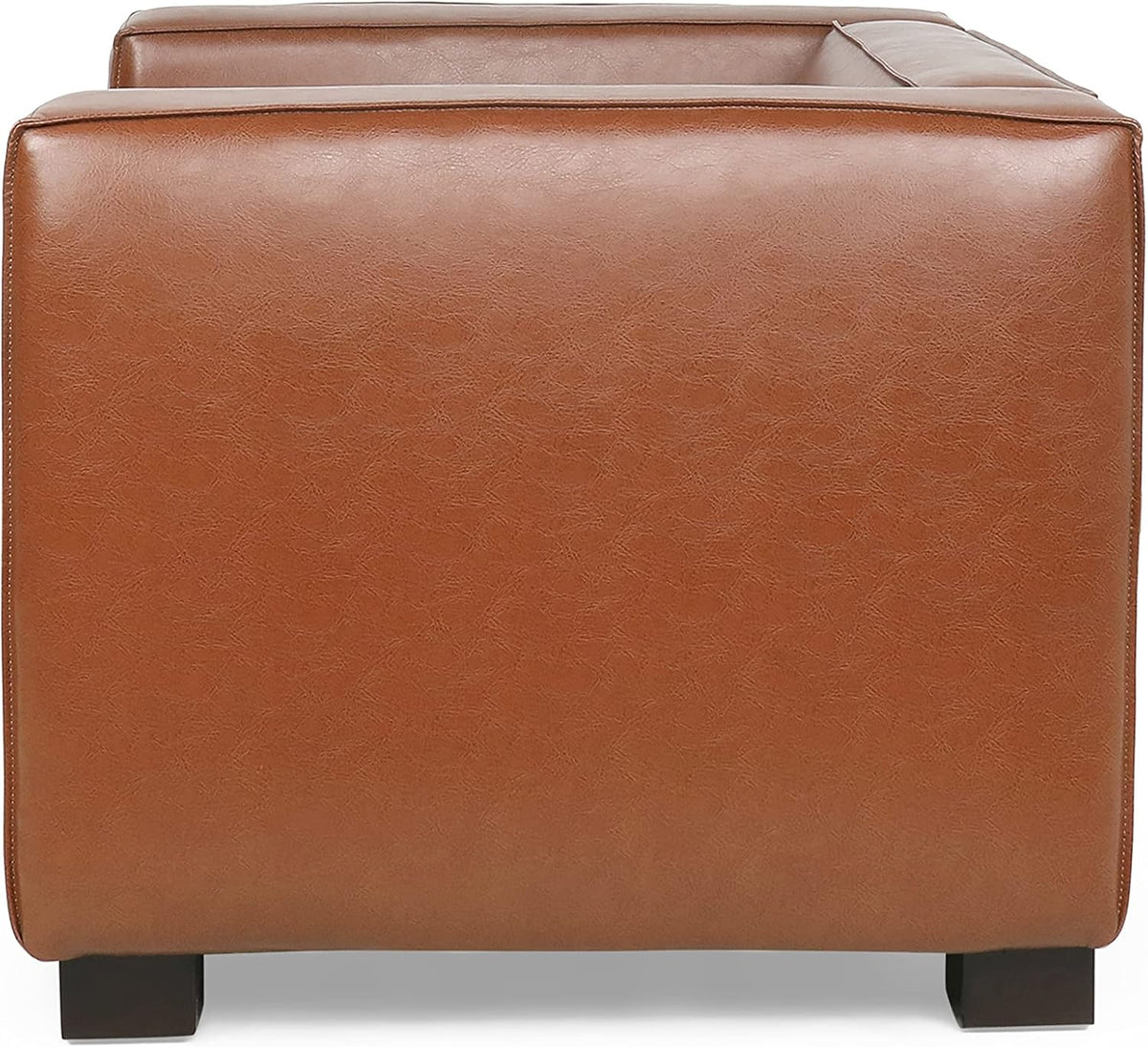Goyette Club Chair - Faux Leather - Cognac Brown/Dark Walnut