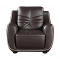 49" Brown Tufted Leather Match and Wood Club Chair