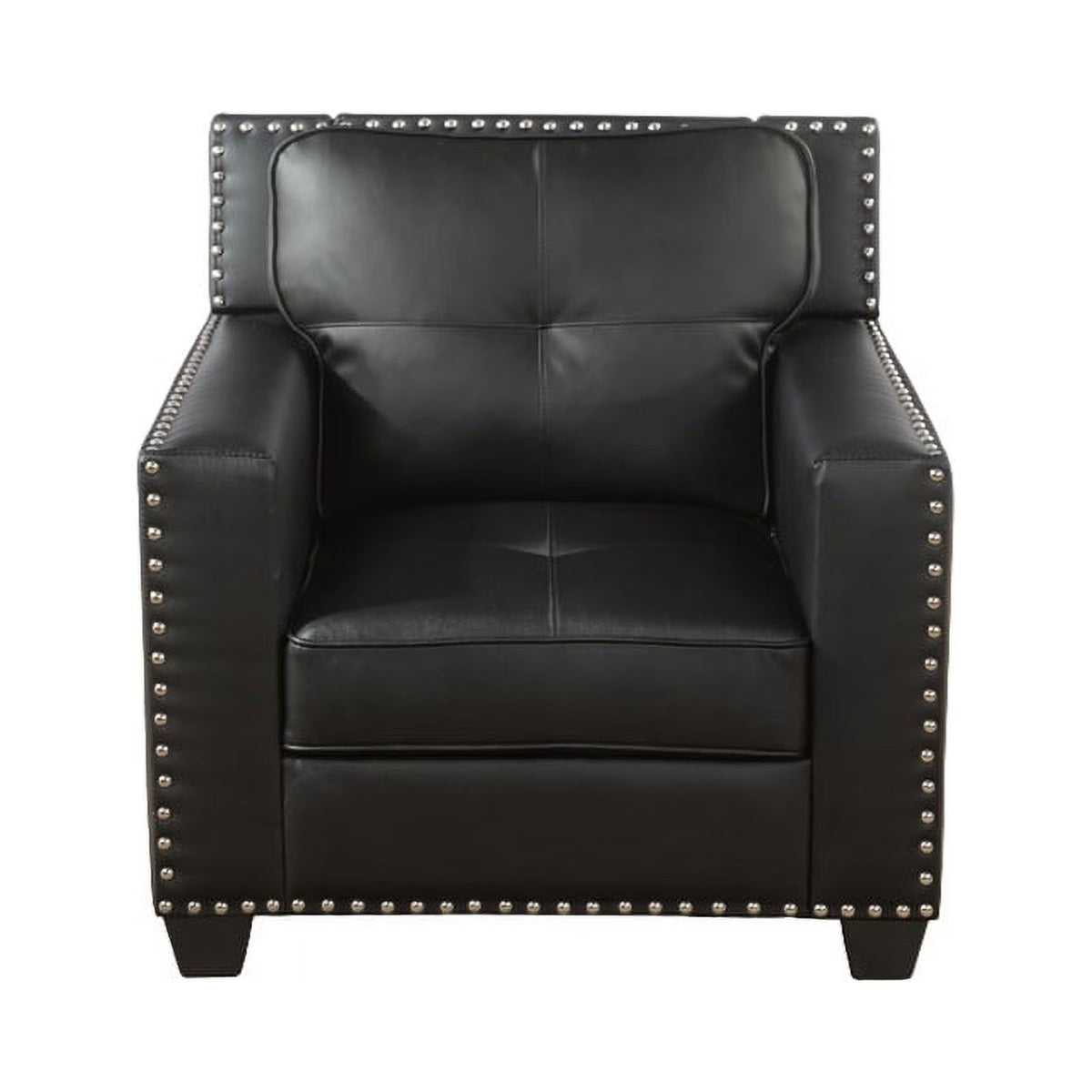 Leather Upholstered Armchair Accent Chair with Nailhead Trim,Black