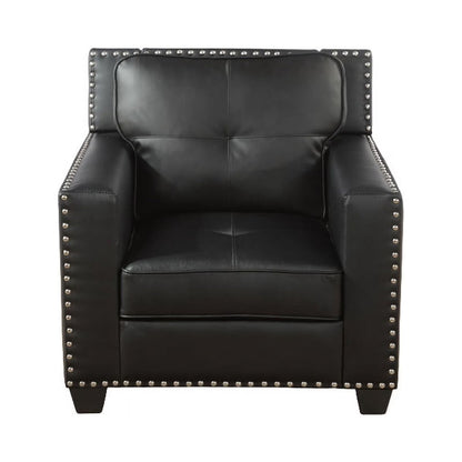 Leather Upholstered Armchair Accent Chair with Nailhead Trim,Black
