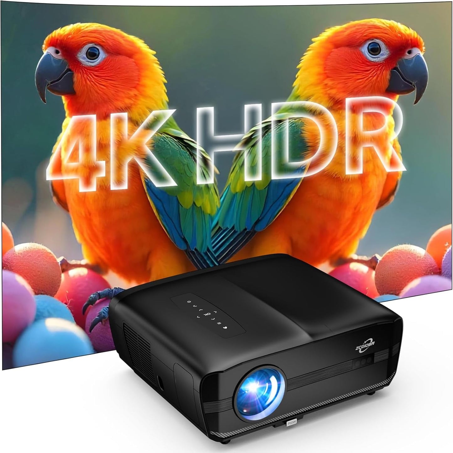 Daytime Projector 4K 2026 Upgraded 2500 ANSI [Karaoke Home Theater] HDR10 Smart TV Projectors with Wifi and Bluetooth TOF Autofocus HDMI CEC DB Digital Audio for Movie Night Gaming Golf Simulator