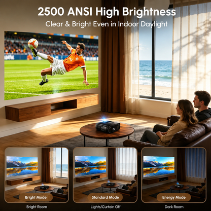 Daytime Projector 4K 2026 Upgraded 2500 ANSI [Karaoke Home Theater] HDR10 Smart TV Projectors with Wifi and Bluetooth TOF Autofocus HDMI CEC DB Digital Audio for Movie Night Gaming Golf Simulator