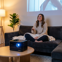 DBOX02 4K Laser Projector for Home Theater, Google TV, Auto Focus, Smart Home Cinema — Lifestyle
