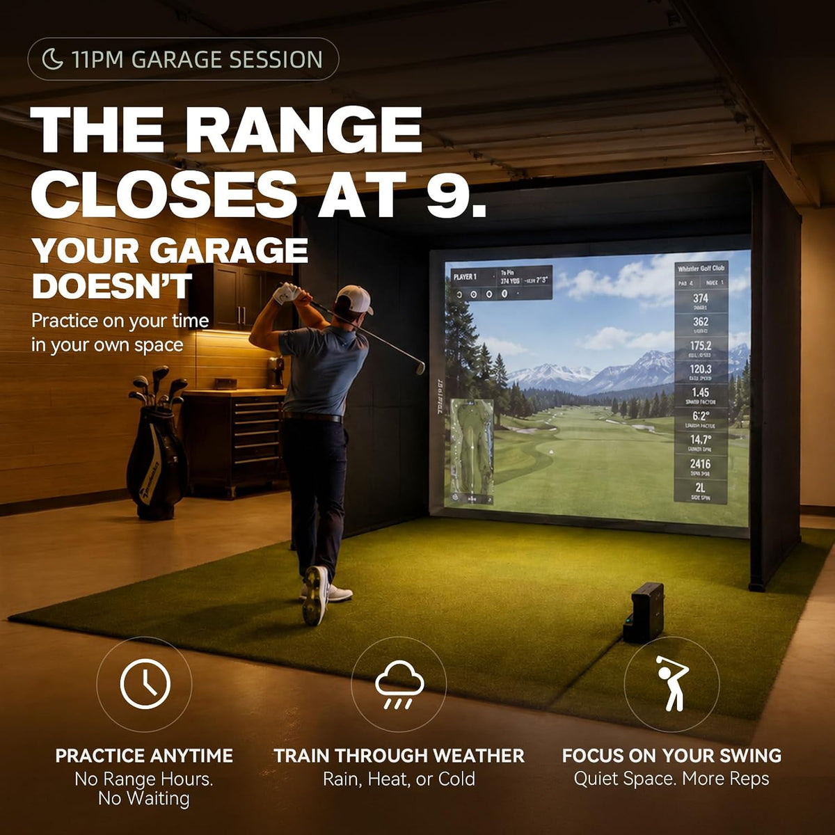 Golf Simulator Enclosure & Golf Net with Dual-Layer HD Screen