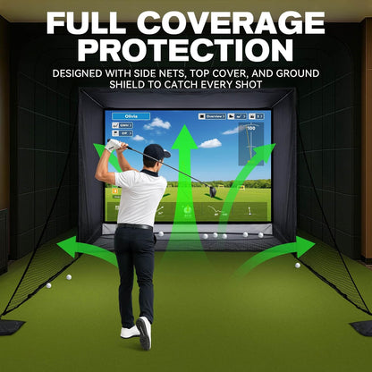 Golf Simulator Enclosure & Golf Net with Dual-Layer HD Screen