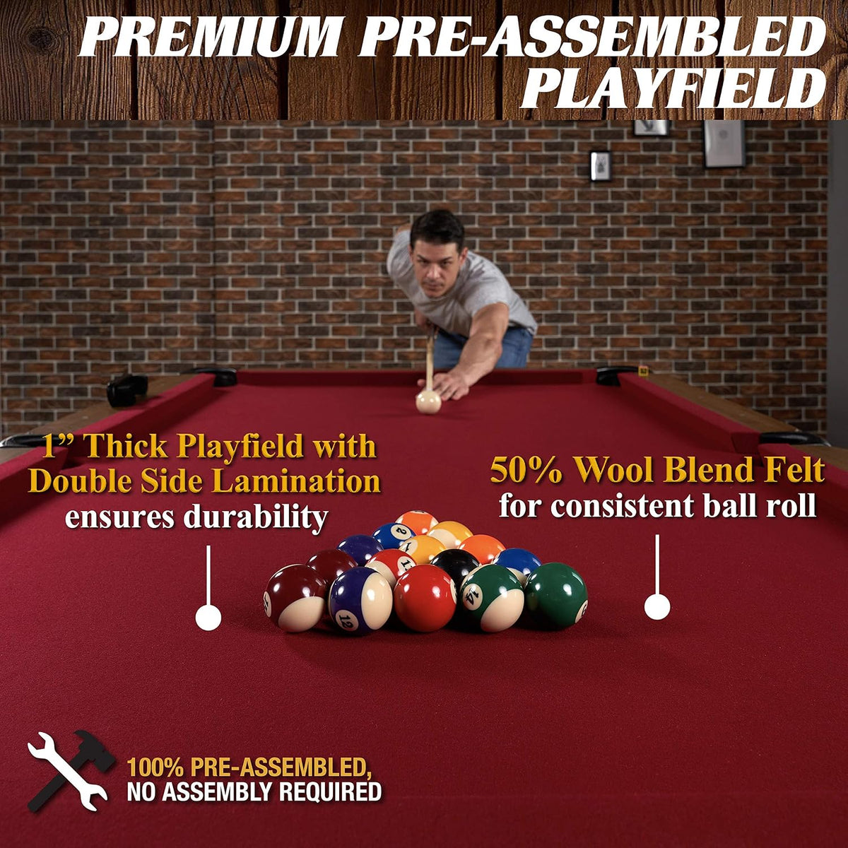 Drop Pocket Pool Table with Complete Accessory Set