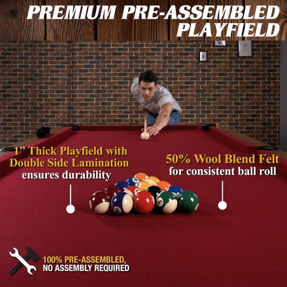 Drop Pocket Pool Table with Complete Accessory Set