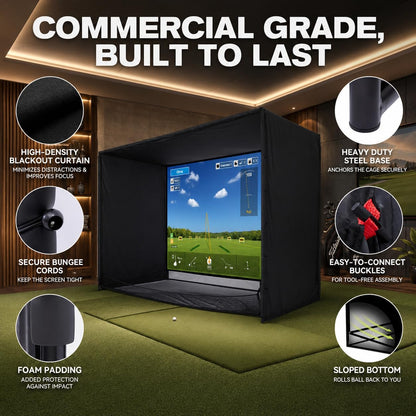 Golf Simulator Enclosure & Golf Net with Dual-Layer HD Screen