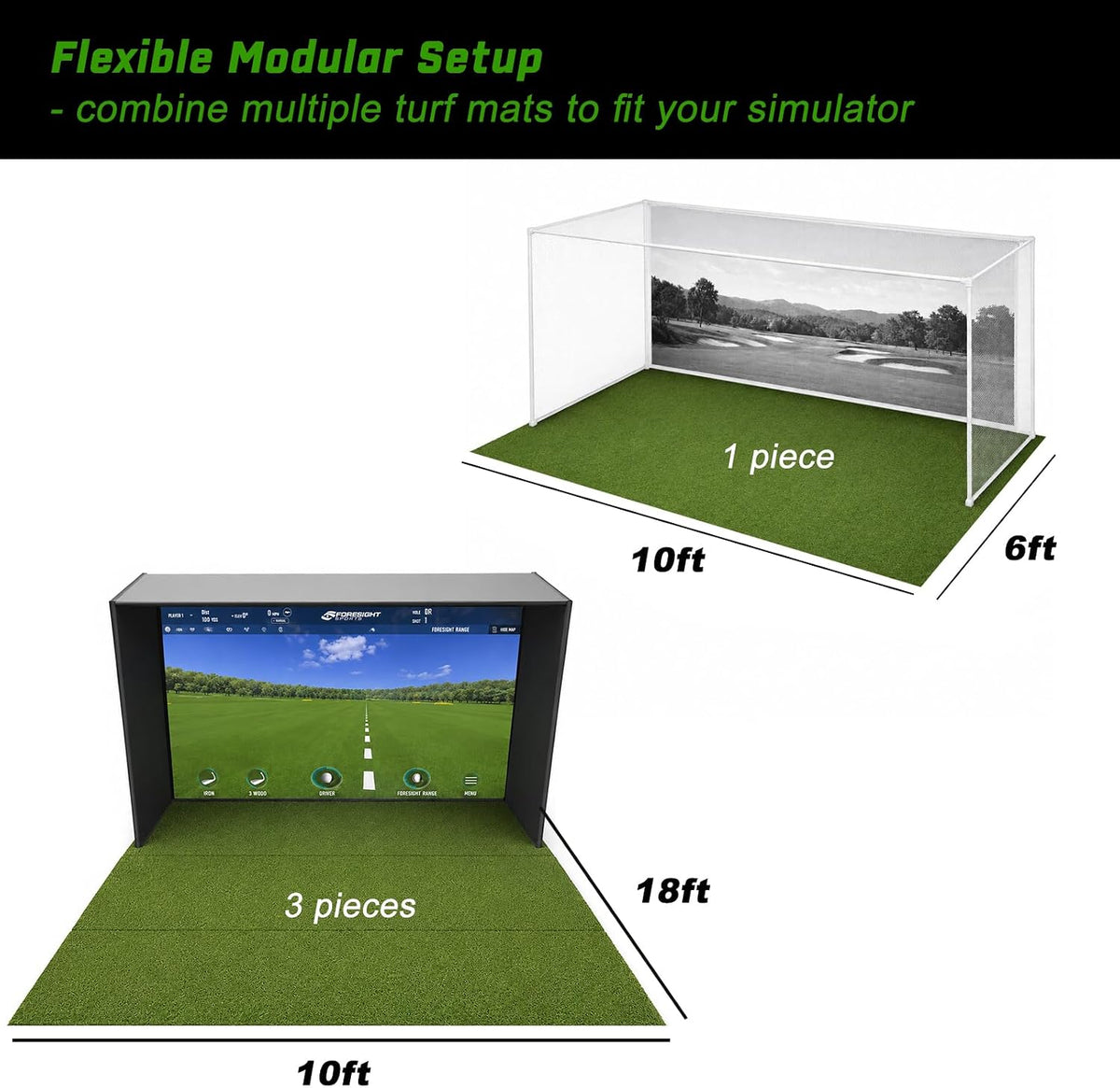 Golf Simulator Turf Flooring, Golf Mat for Indoor, Golf Simulator Accessories, Putting Turf 10 X 6Ft