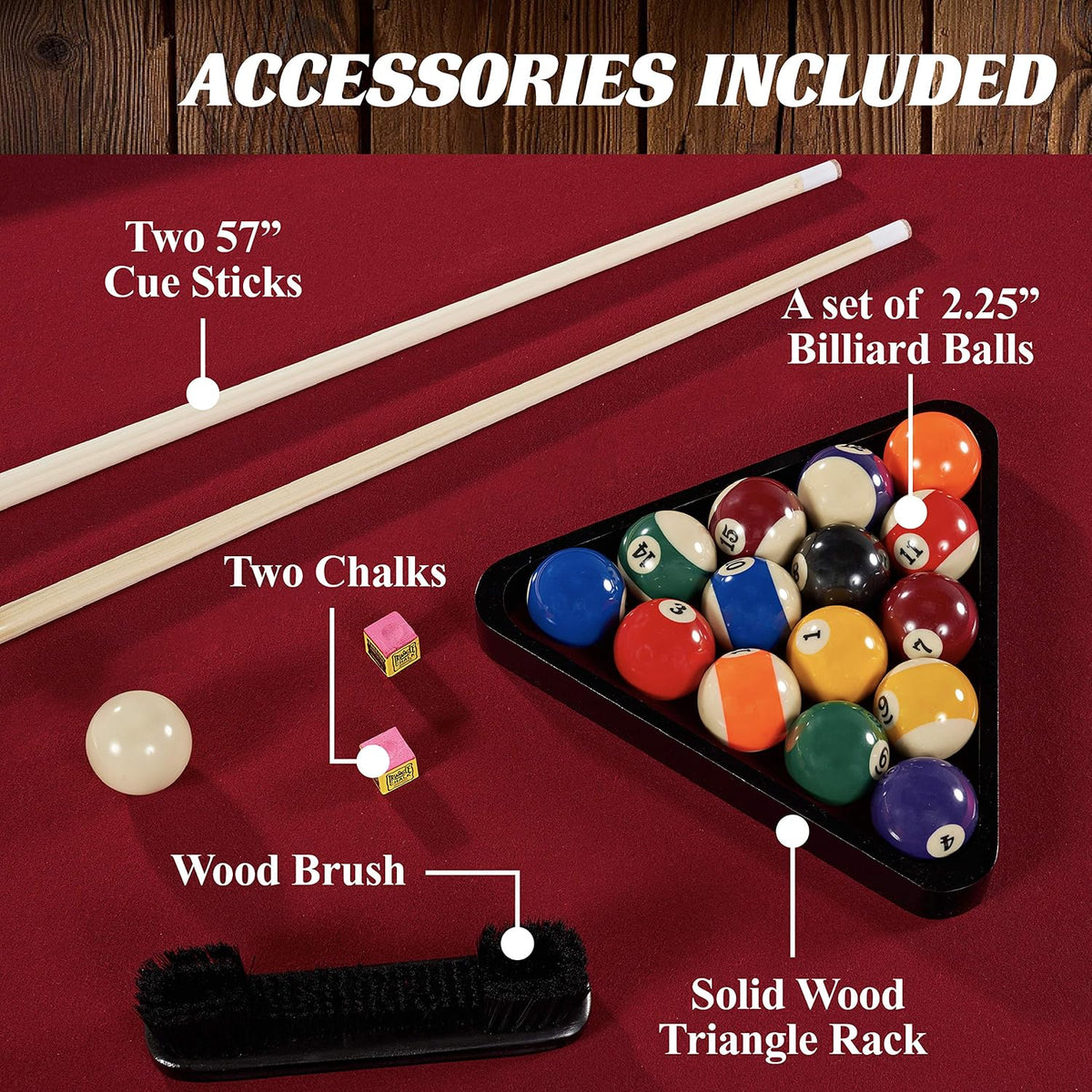 Drop Pocket Pool Table with Complete Accessory Set