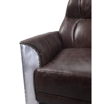 ACME Brancaster Accent Chair in Espresso and Aluminum